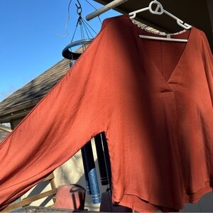 Dolan Terracotta V-Neck Blouse